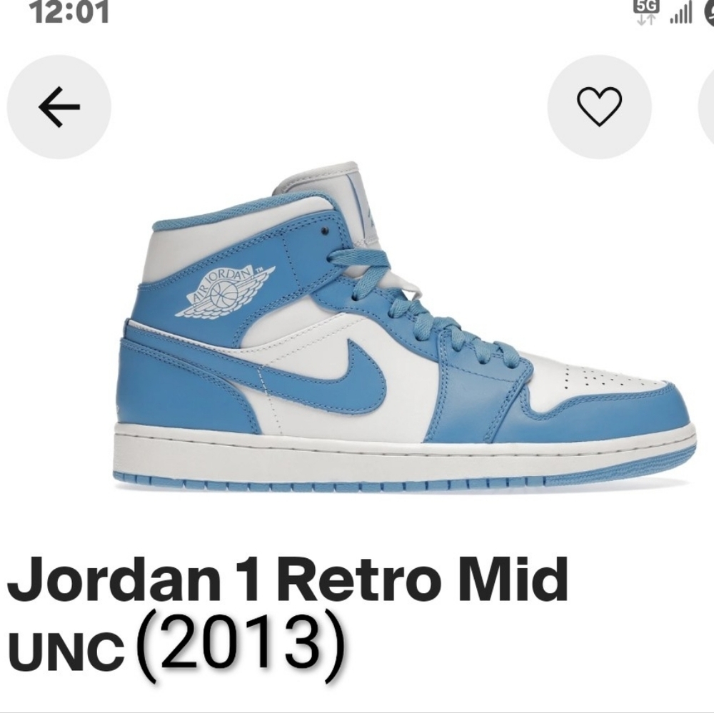 Air Jordan 1 Mid Rare "UNC" (2013) Mens 8.5 Womens 10 EUC